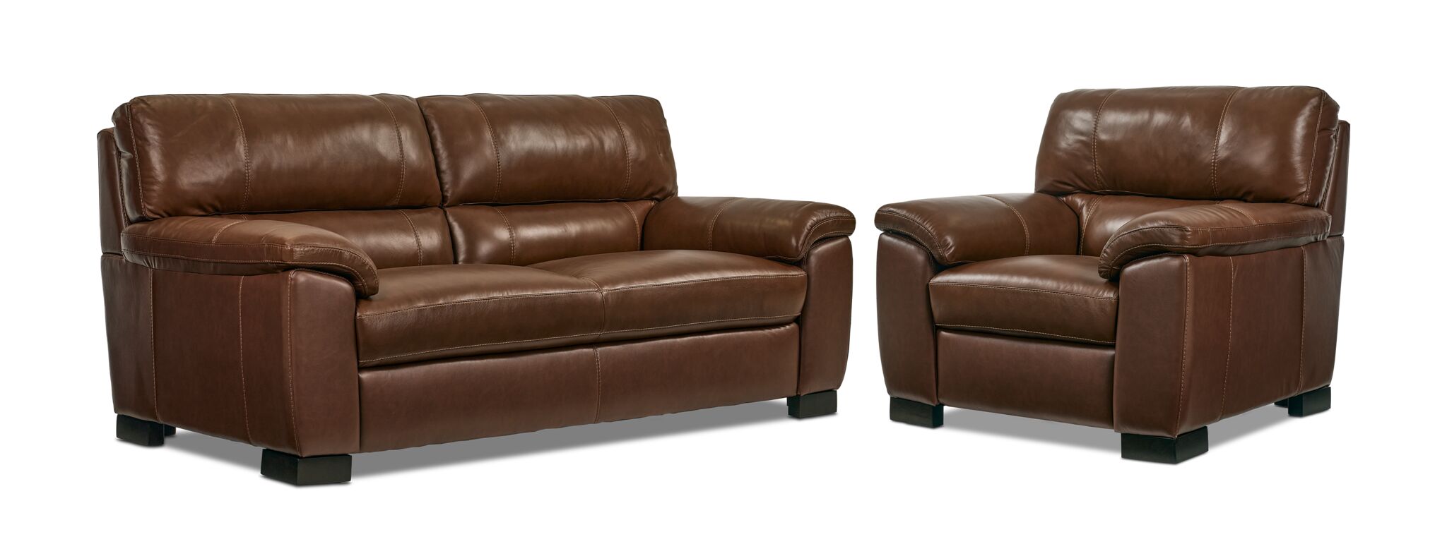 Maddox Leather Sofa and Chair Set - Cognac | Leon's