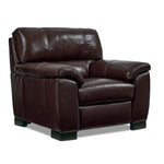 Maddox Leather Sofa and Chair Set - Dark Brown