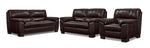 Maddox Leather Sofa, Loveseat and Chair Set - Dark Brown