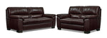 Maddox Leather Sofa and Loveseat Set - Dark Brown