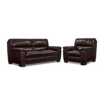 Maddox Leather Sofa and Chair Set - Dark Brown