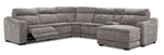 Madison 6-Piece Dual Power Reclining Sectional with Right-Facing Chaise - Brown