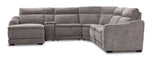 Madison 6-Piece Dual Power Reclining Sectional with Left-Facing Chaise - Brown