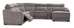 Madison 6-Piece Dual Power Reclining Sectional with Right-Facing Chaise - Brown