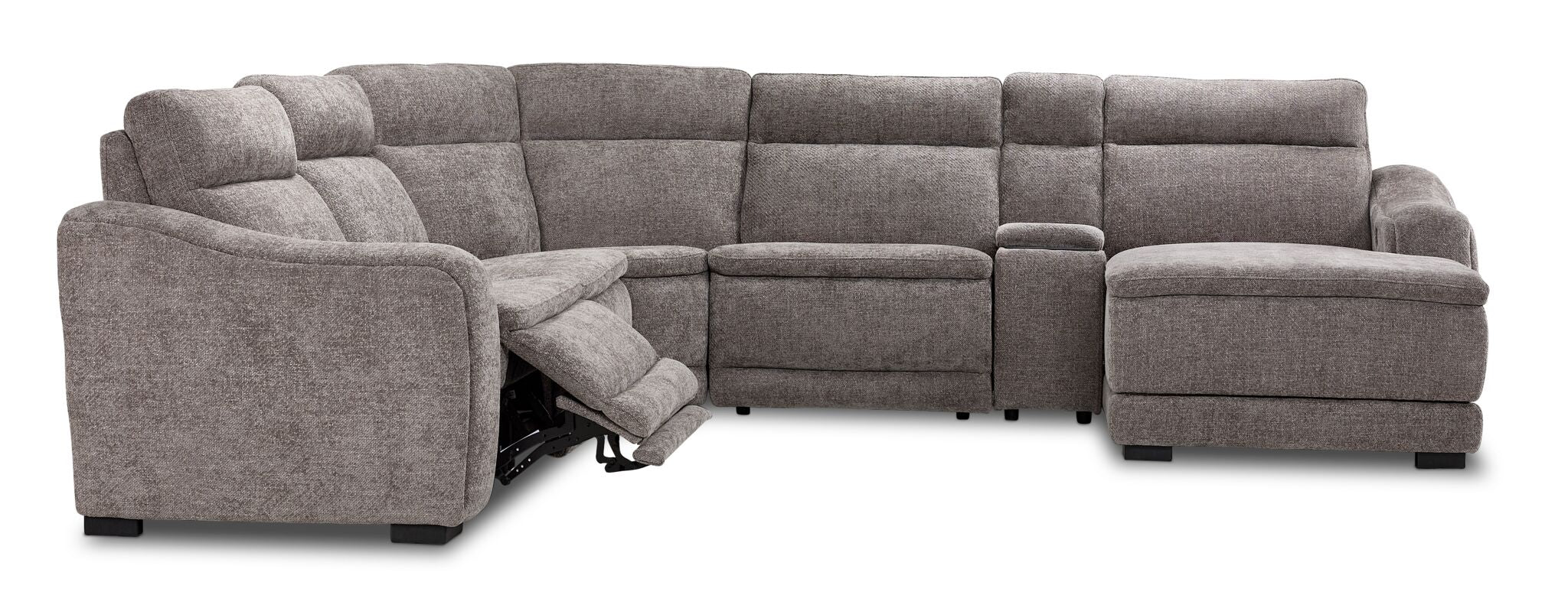 Madison 6-Piece Dual Power Reclining Sectional with Right-Facing Chaise - Brown
