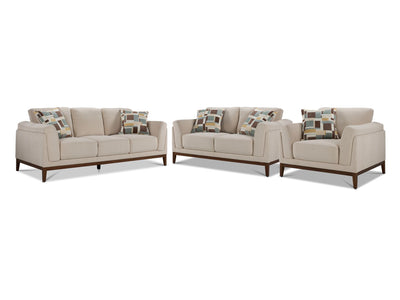 Madrid Sofa, Loveseat and Chair Set - Beige