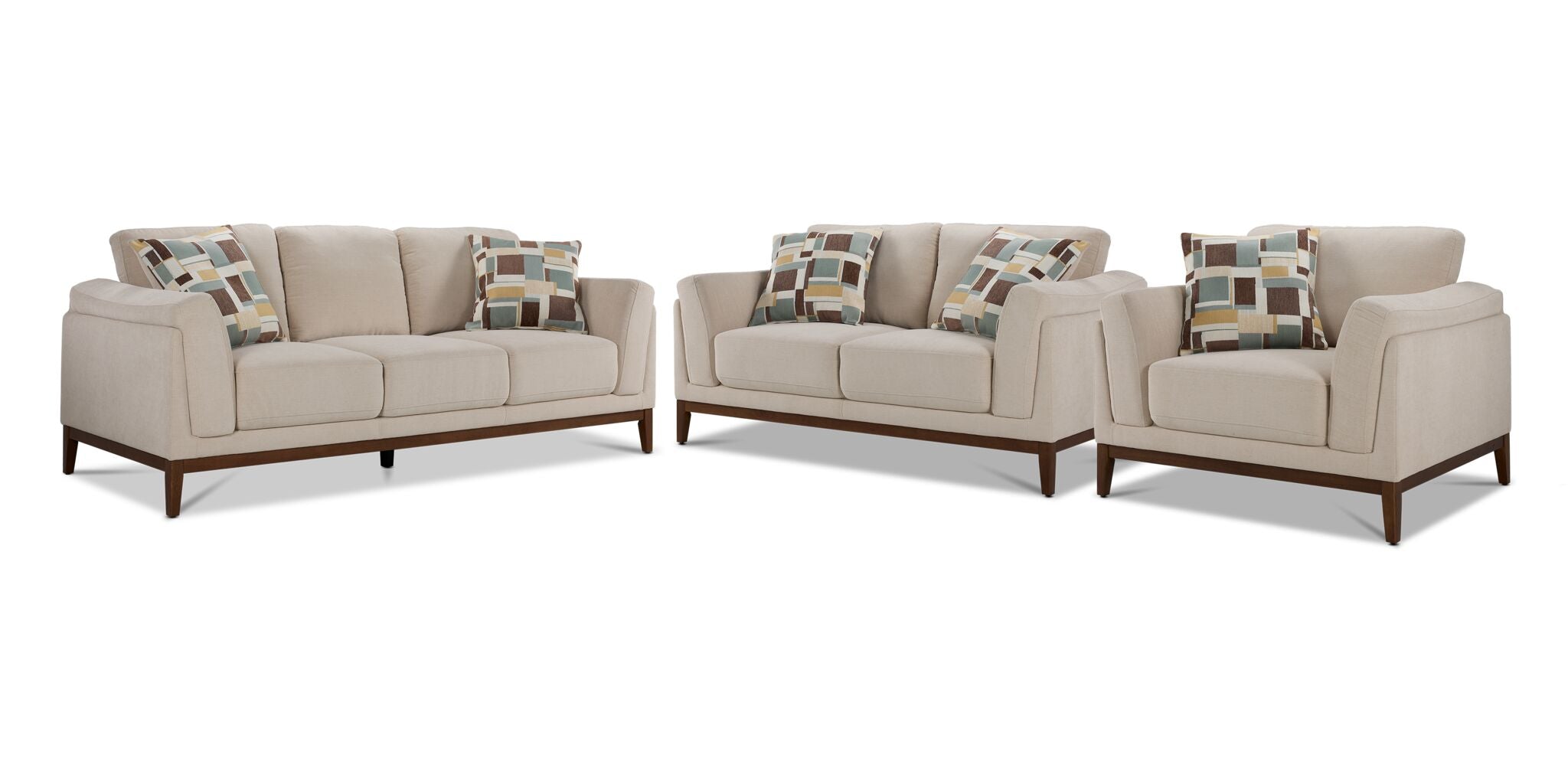 Madrid Sofa, Loveseat and Chair Set - Beige