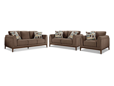 Madrid Sofa, Loveseat and Chair Set - Dark Brown