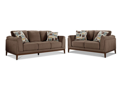 Madrid Sofa and Loveseat Set - Dark Brown