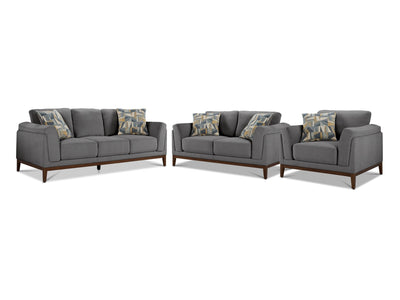 Madrid Sofa, Loveseat and Chair Set - Grey