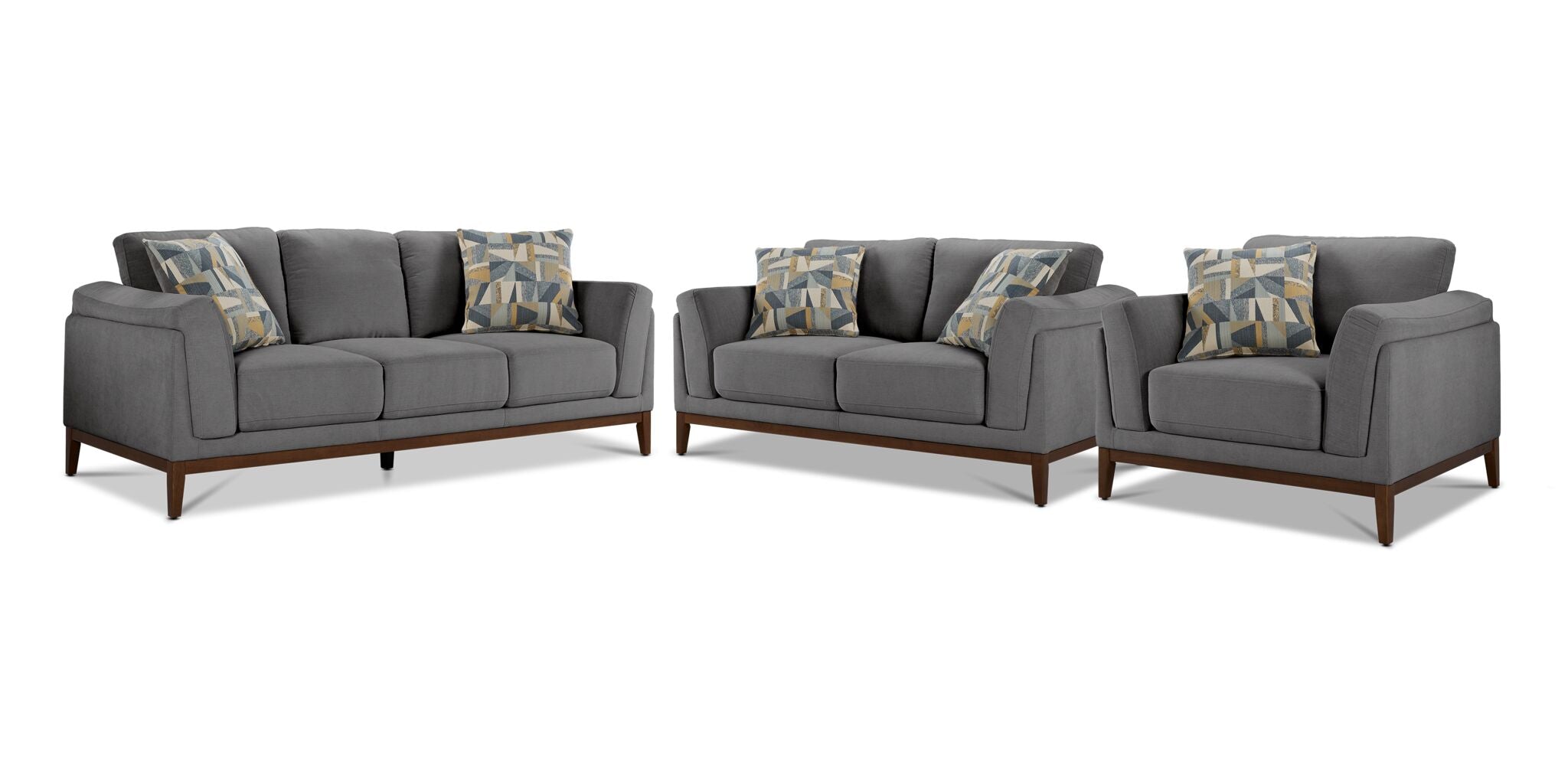 Madrid Sofa, Loveseat and Chair Set - Grey