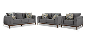 Madrid Sofa, Loveseat and Chair Set - Grey
