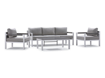 Malibu 4 - Piece Outdoor Conversation Set - White, Grey