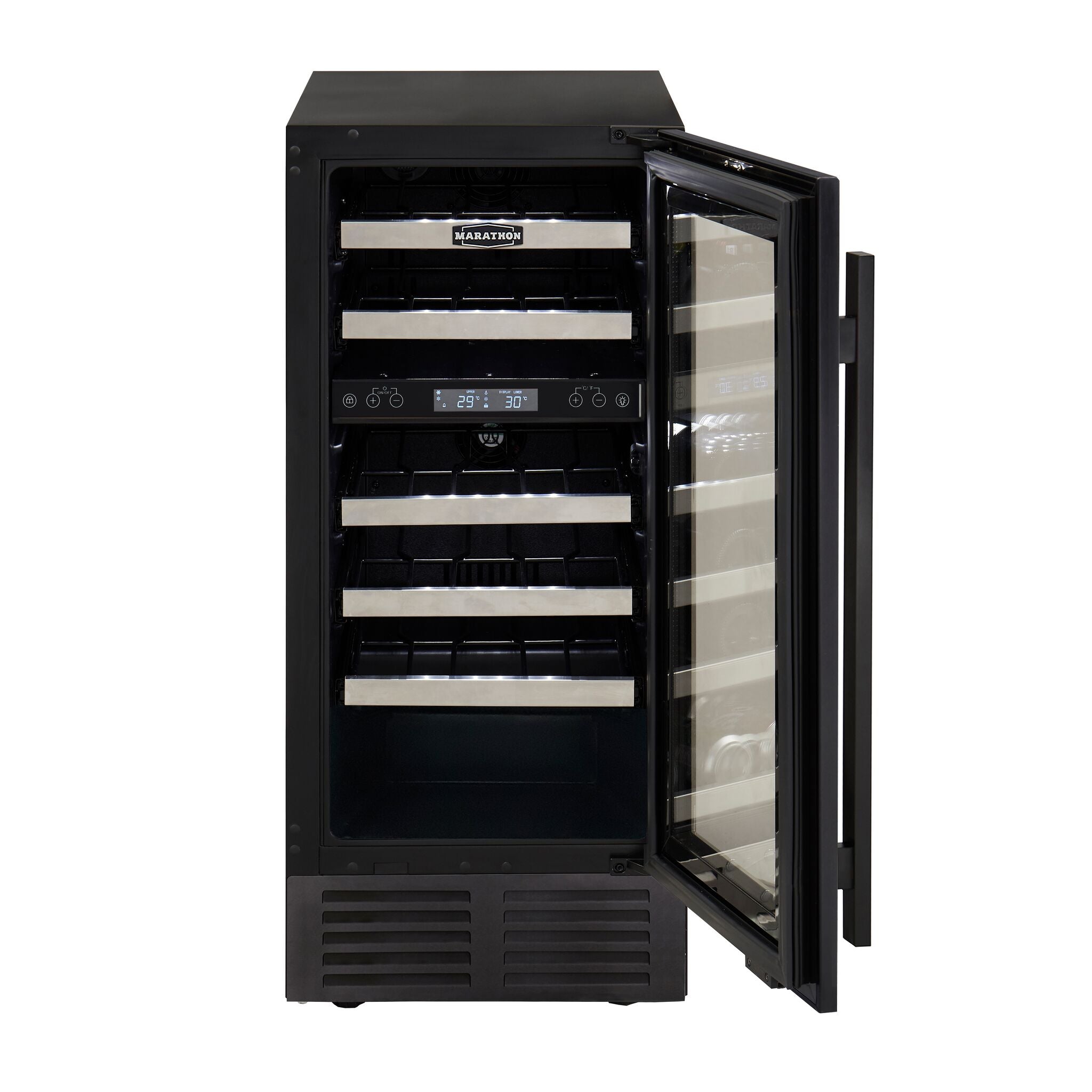 Marathon Black Steel Dual Zone Wine Cooler - MWC28-DBLS