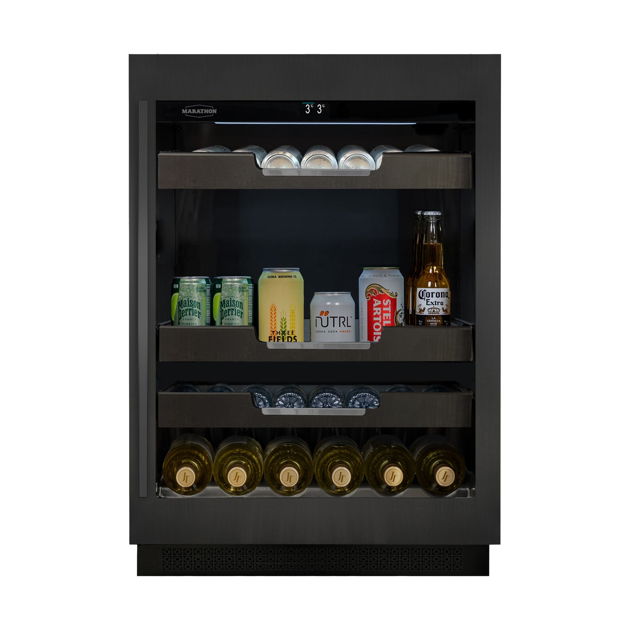 Marathon 24" Single-Zone Black Steel Beverage Cooler – M4-100BLS