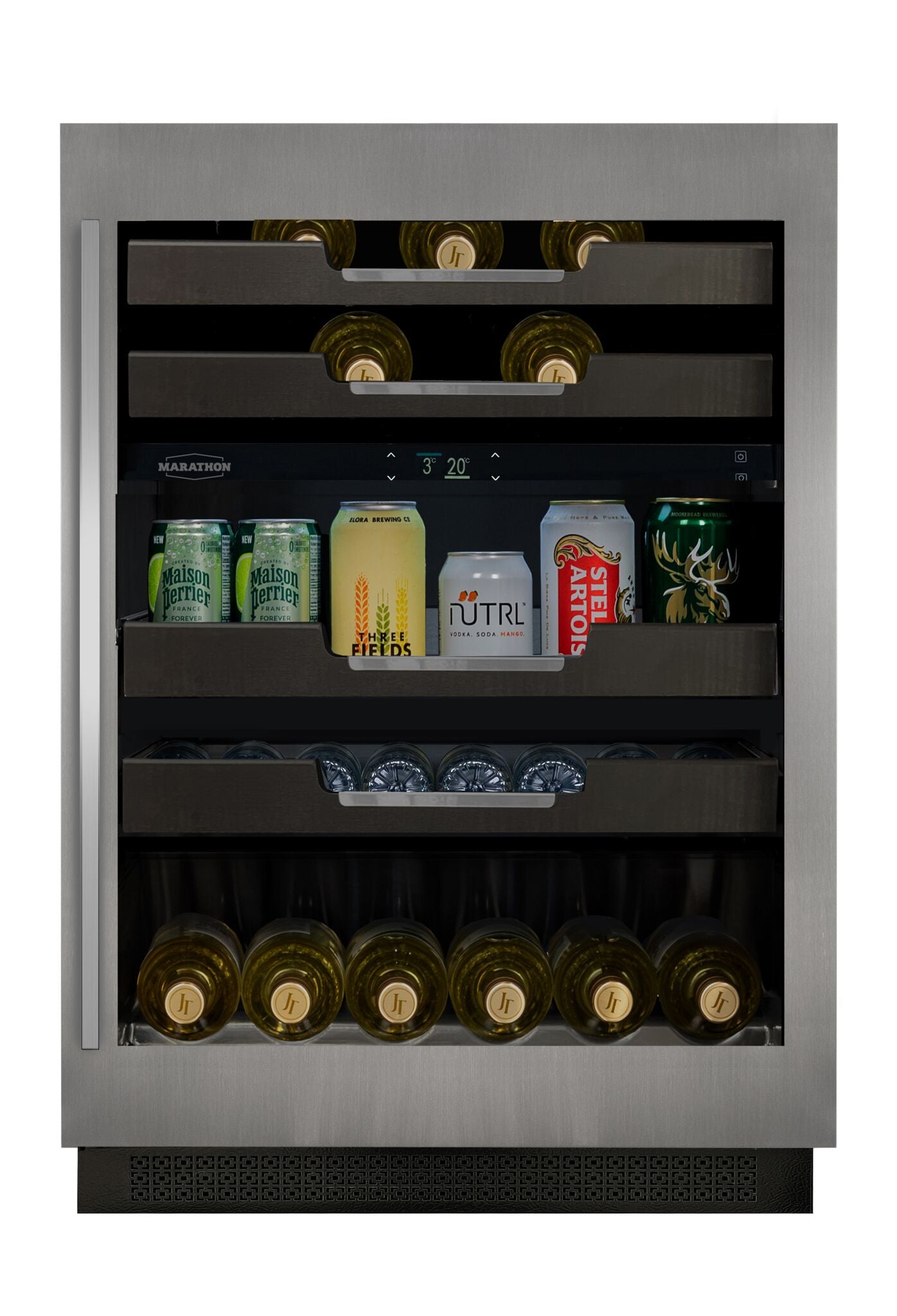 Marathon 24" Dual-Zone Stainless Steel Wine & Beverage Cooler – M4-D250SS