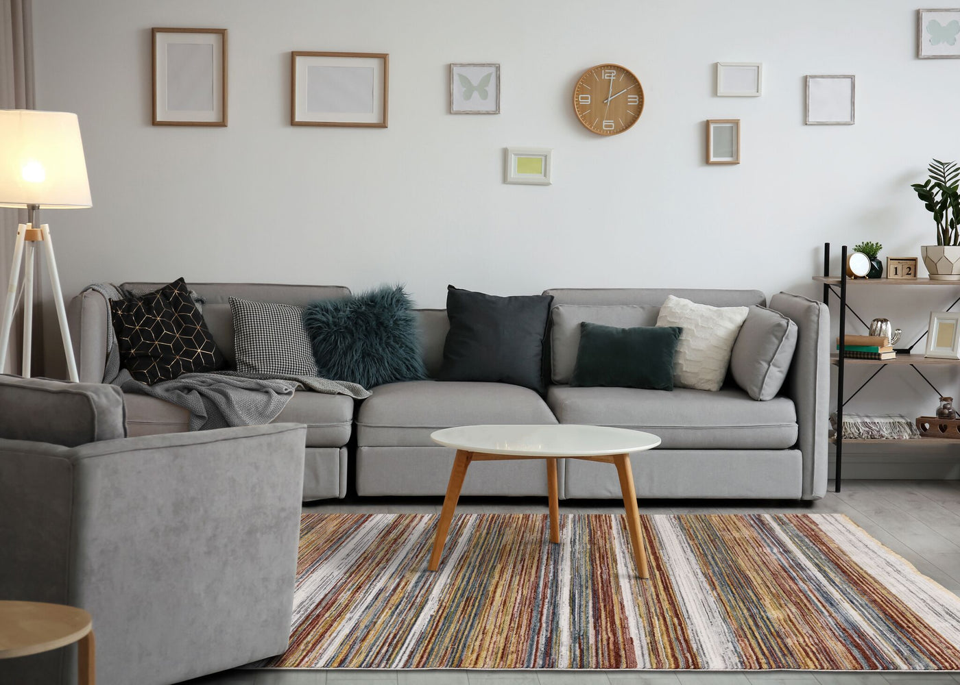 Sunset Glow 5'3" x 7'10" Striped Plush Area Rug