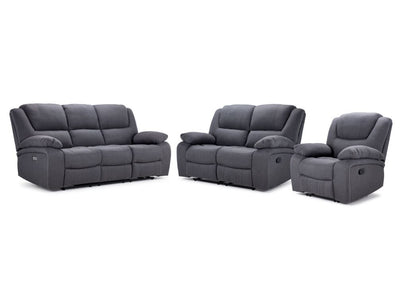 Marlow Reclining Sofa, Loveseat and Chair Set - Charcoal