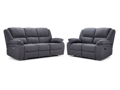 Marlow Reclining Sofa and Loveseat Set - Charcoal