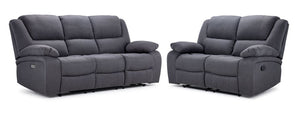 Marlow Reclining Sofa and Loveseat Set - Charcoal