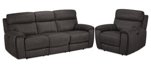 Martin II Power Reclining Sofa and Chair Set -Dark grey