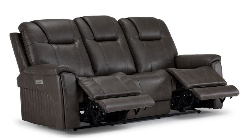 Matrix Triple Power Reclining Sofa with Multimedia System, Heat and Air Massage - Smoke