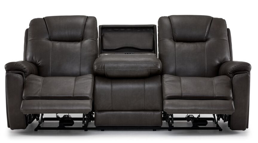 Matrix Triple Power Reclining Sofa with Multimedia System, Heat and Air Massage - Smoke