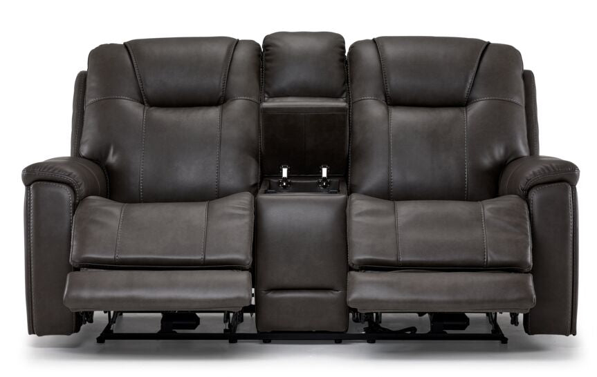 Matrix Triple Power Reclining Loveseat with Console - Smoke | Leon's