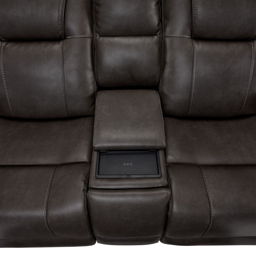 Matrix Triple Power Reclining Loveseat with Console - Smoke | Leon's