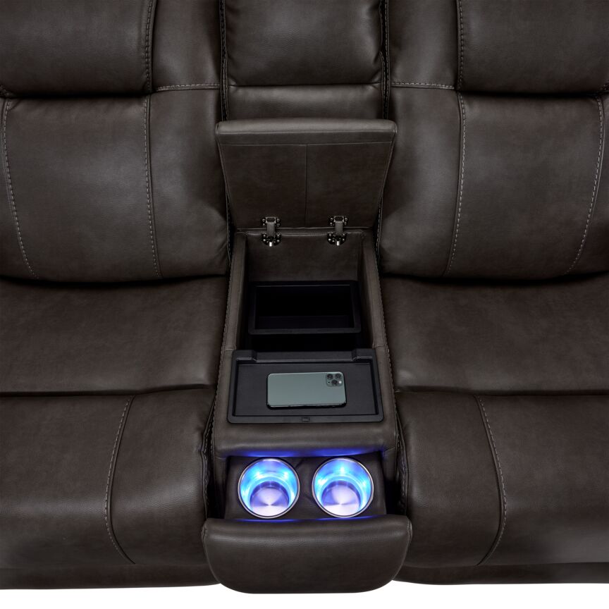 Matrix Triple Power Reclining Loveseat with Console - Smoke | Leon's