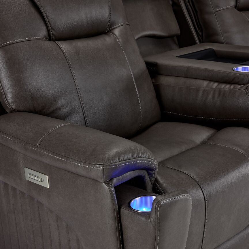 Matrix Triple Power Reclining Sofa and Chair Set - Smoke