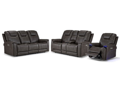 Matrix Triple Power Reclining Sofa, Loveseat and Chair Set - Smoke