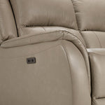Maxton Leather Power Reclining Sofa - Taupe