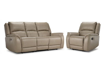 Maxton Leather Reclining Sofa and Chair Set - Taupe