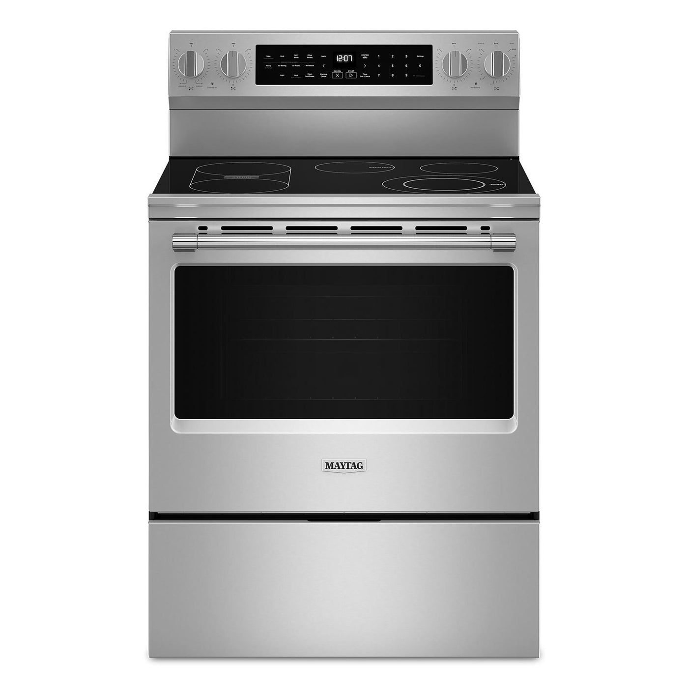 Maytag Fingerprint Resistant Kitchen Package with Counter-Depth Refrigerator, Electric Range and Built-In Dishwasher