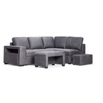 Meadow 3-Piece Sectional with Left-Facing Pop-Up Bed - Grey