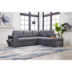 Meadow 3-Piece Sectional with Left-Facing Pop-Up Bed - Grey