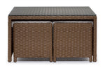 Melville Outdoor Coffee Table with 2 Ottomans - Brown, Beige