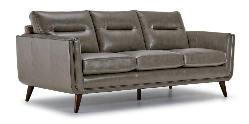 Miguel Leather Sofa and Chair Set - Stone