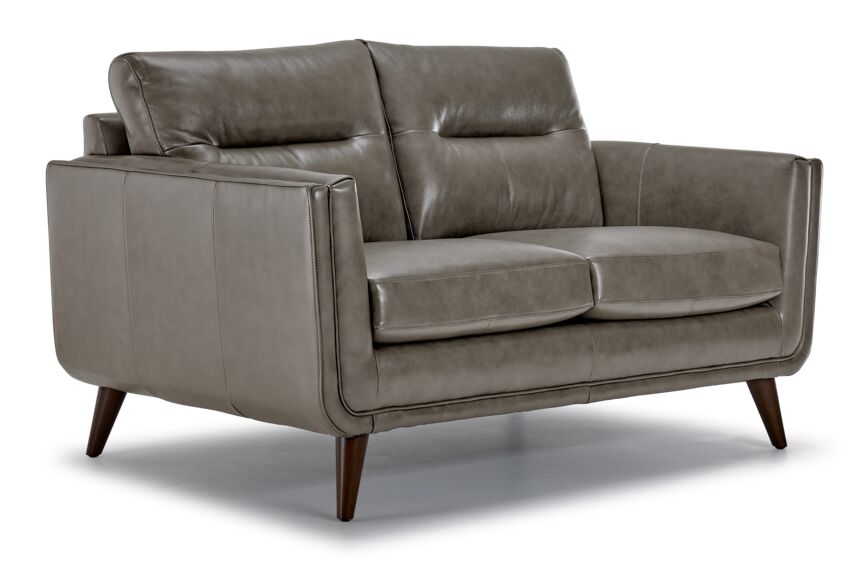 Miguel Leather Sofa, Loveseat and Chair Set - Stone