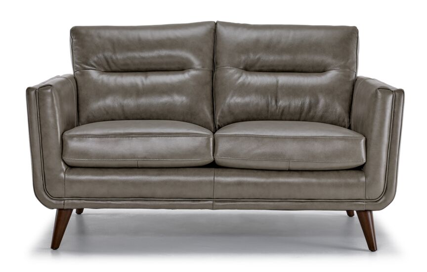 Miguel Leather Loveseat - Stone