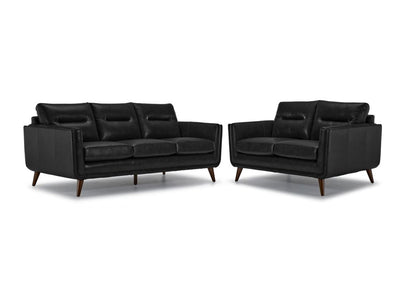 Miguel Leather Sofa and Loveseat Set - Black