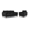 Miguel Leather Sofa and Chair Set - Black