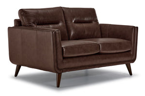 Miguel Leather Loveseat - Cobblestone