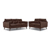 Miguel Leather Sofa and Loveseat Set - Cobblestone
