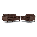 Miguel Leather Sofa and Loveseat Set - Cobblestone