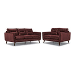 Miguel Leather Sofa and Loveseat Set - Fire
