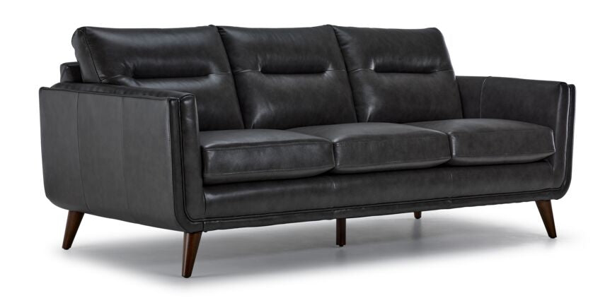 Miguel Leather Sofa, Loveseat and Chair Set - Charcoal