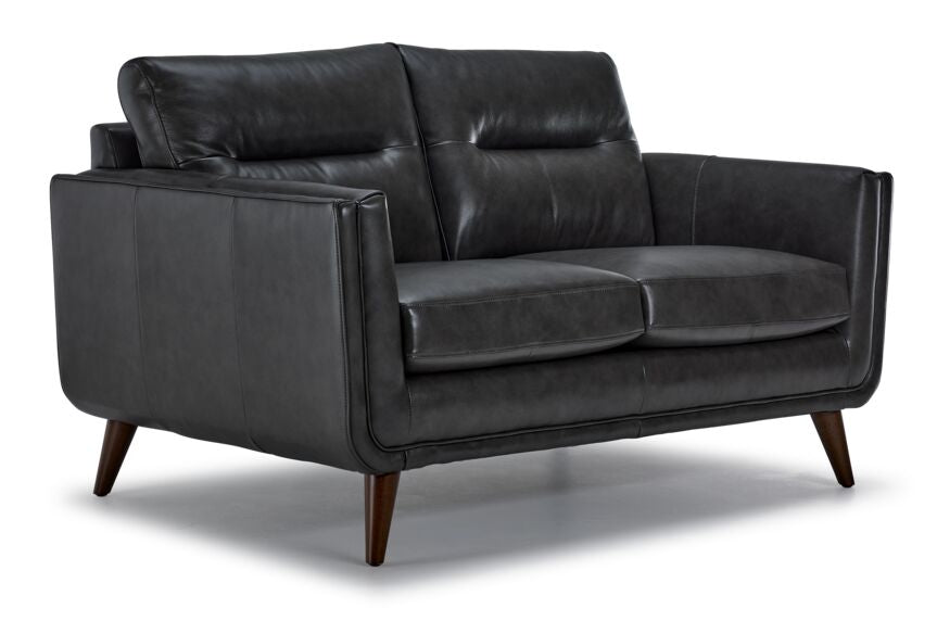 Miguel Leather Sofa, Loveseat and Chair Set - Charcoal