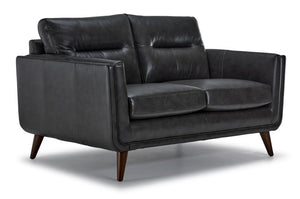 Miguel Leather Loveseat - Charcoal
